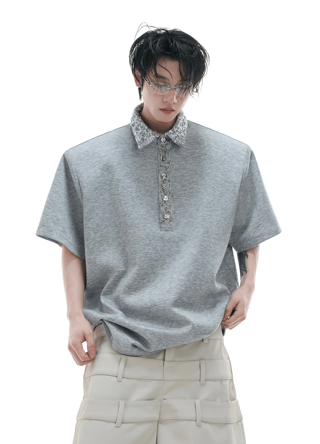 Deconstructed Safety Pin Polo Shirt - COPPING THREADS - ArguE CulturE