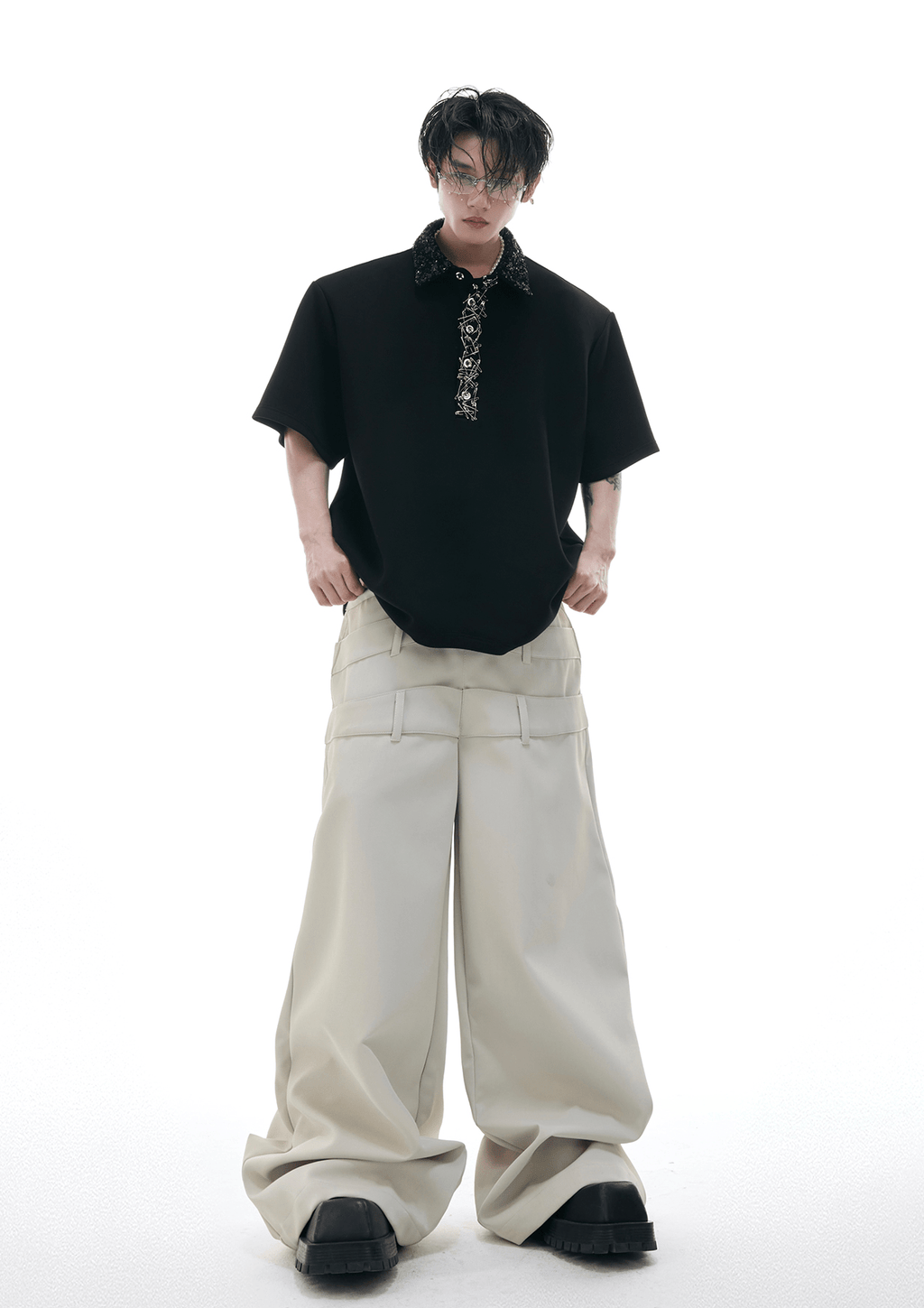 Deconstructed Safety Pin Polo Shirt - COPPING THREADS - ArguE CulturE