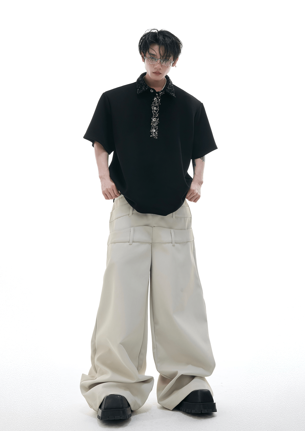 Deconstructed Safety Pin Polo Shirt - COPPING THREADS - ArguE CulturE