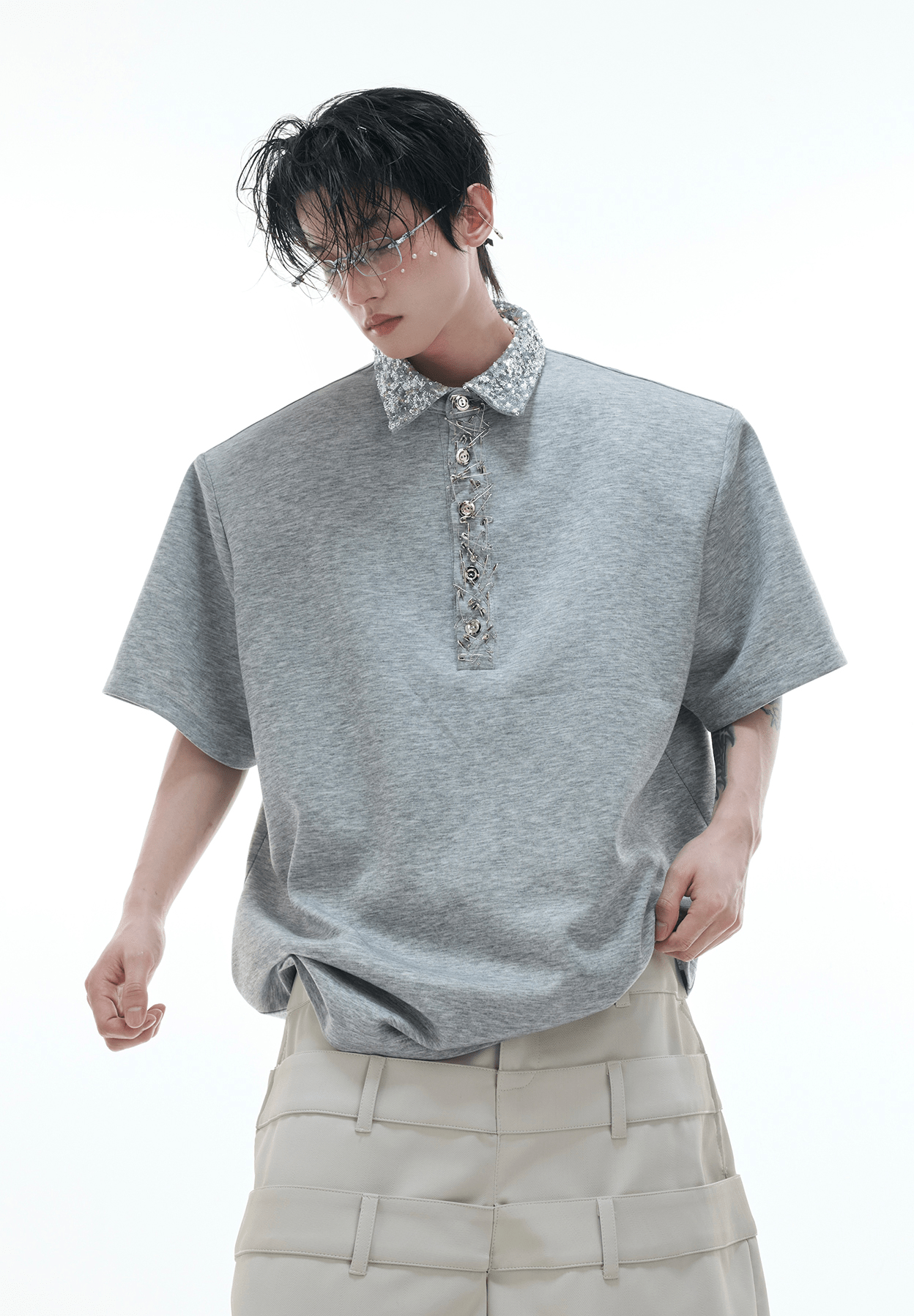 Deconstructed Safety Pin Polo Shirt - COPPING THREADS - ArguE CulturE