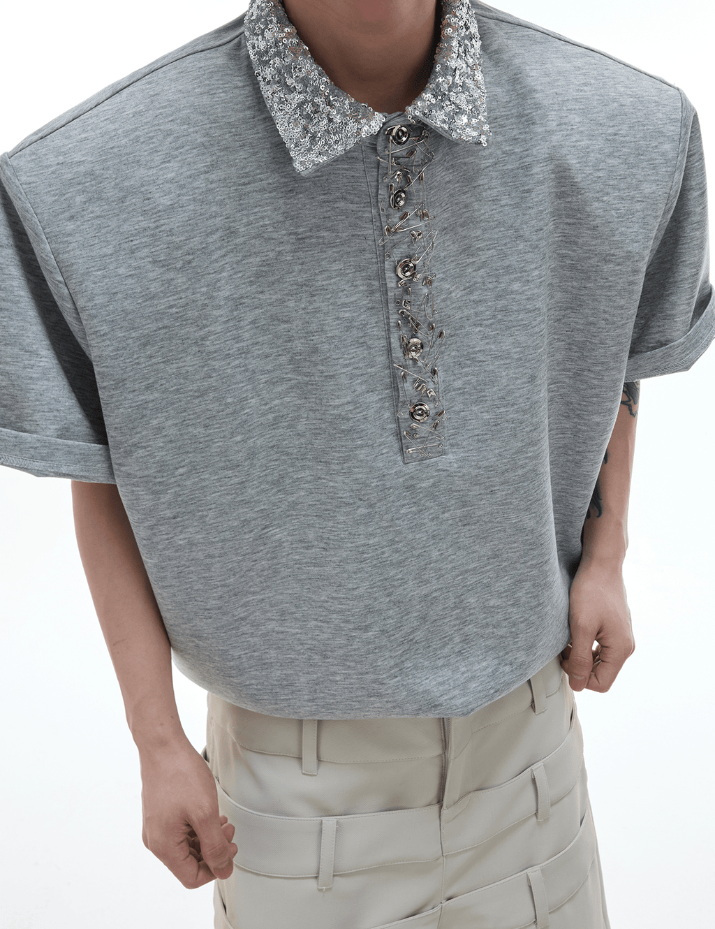 Deconstructed Safety Pin Polo Shirt - COPPING THREADS - ArguE CulturE