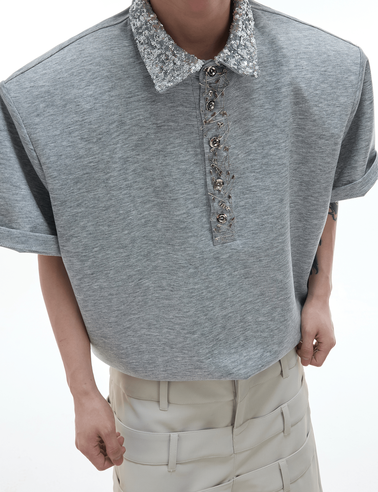 Deconstructed Safety Pin Polo Shirt - COPPING THREADS - ArguE CulturE