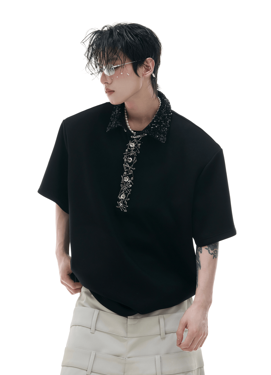 Deconstructed Safety Pin Polo Shirt - COPPING THREADS - ArguE CulturE