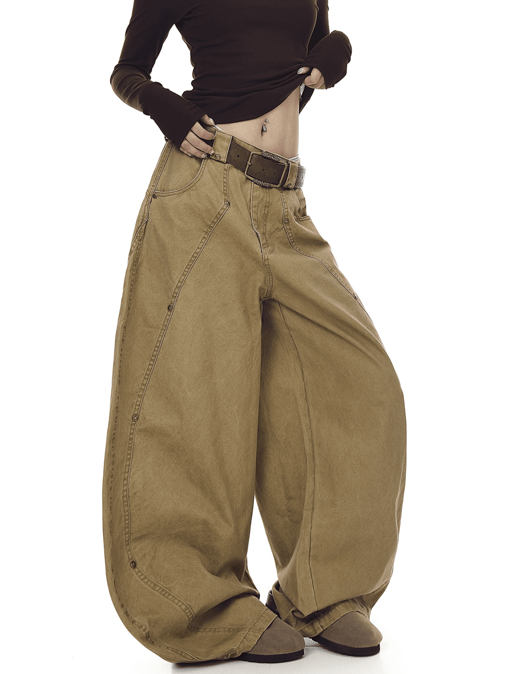 Deconstructed Stud Rivets Cargo Pants - COPPING THREADS - CT Select