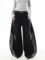 Deconstructed Triple‑Stripe Wide‑Leg Jeans - COPPING THREADS - CT Select