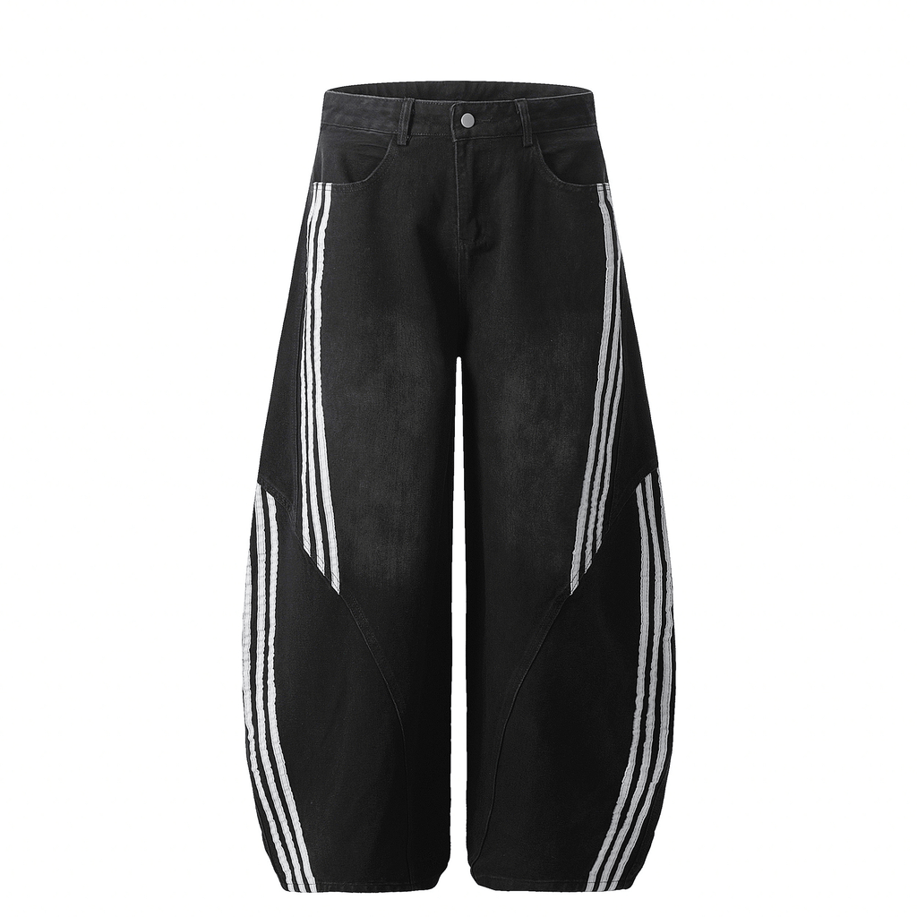 Deconstructed Triple‑Stripe Wide‑Leg Jeans - COPPING THREADS - CT Select