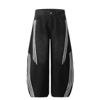 Deconstructed Triple‑Stripe Wide‑Leg Jeans - COPPING THREADS - CT Select