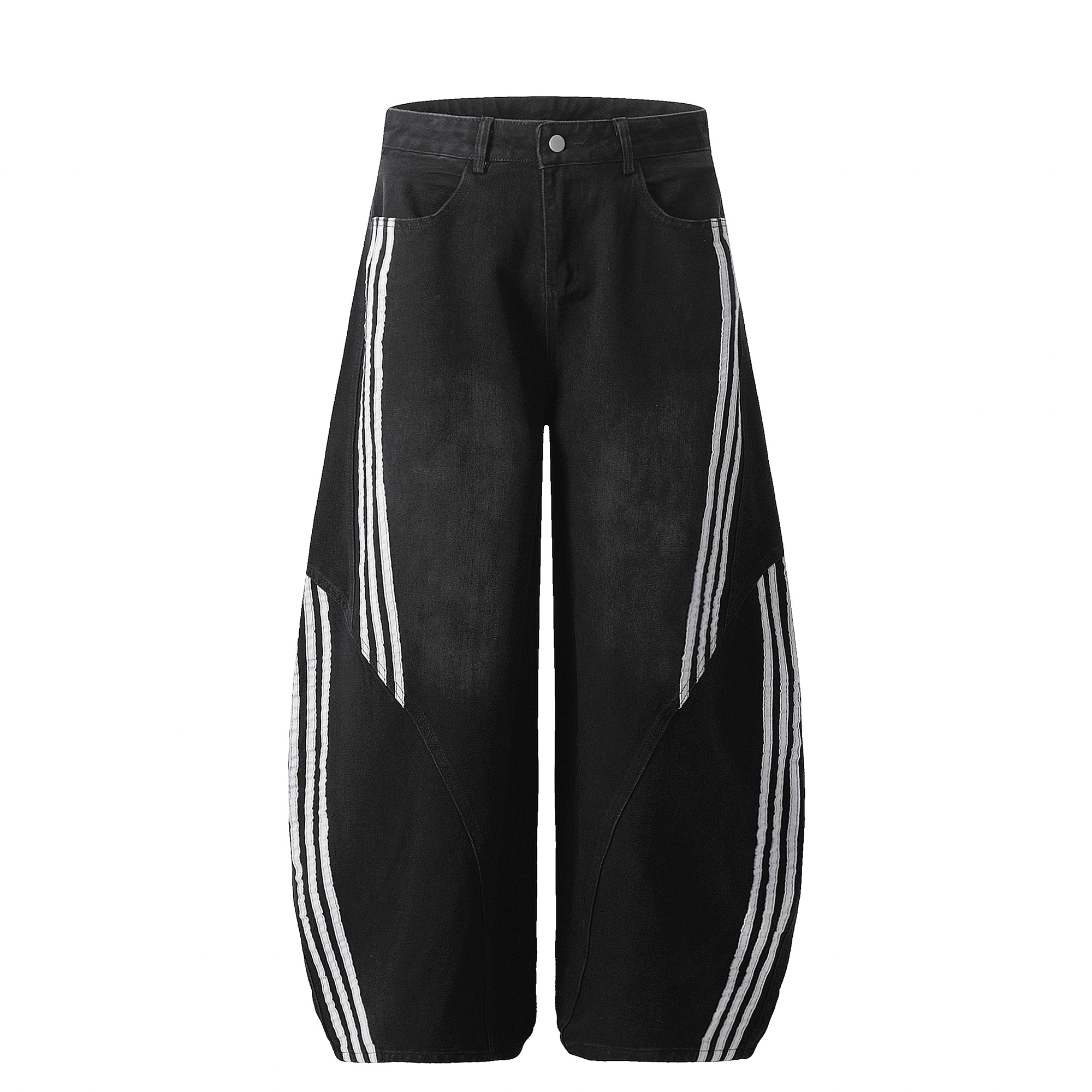 Deconstructed Triple‑Stripe Wide‑Leg Jeans - COPPING THREADS - CT Select