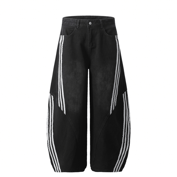 Deconstructed Triple‑Stripe Wide‑Leg Jeans - COPPING THREADS - CT Select