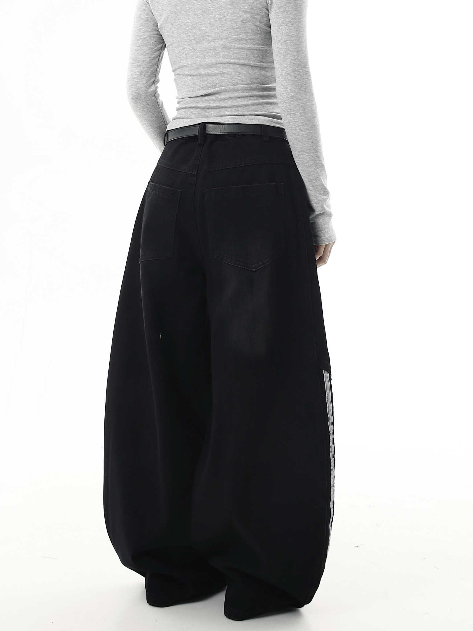 Deconstructed Triple‑Stripe Wide‑Leg Jeans - COPPING THREADS - CT Select