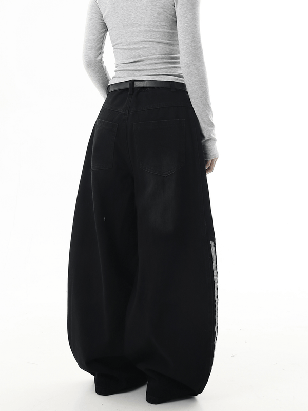 Deconstructed Triple‑Stripe Wide‑Leg Jeans - COPPING THREADS - CT Select