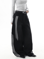 Deconstructed Triple‑Stripe Wide‑Leg Jeans - COPPING THREADS - CT Select