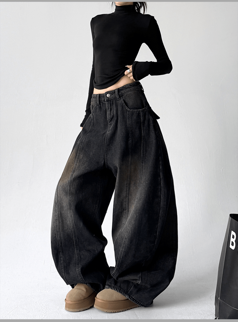 Deconstructed Wash Fleece - Lined Wide - Leg Jeans - COPPING THREADS - CT Select