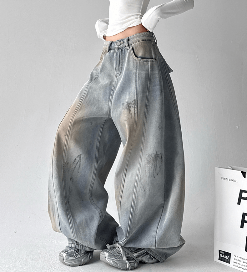 Deconstructed Wash Fleece - Lined Wide - Leg Jeans - COPPING THREADS - CT Select