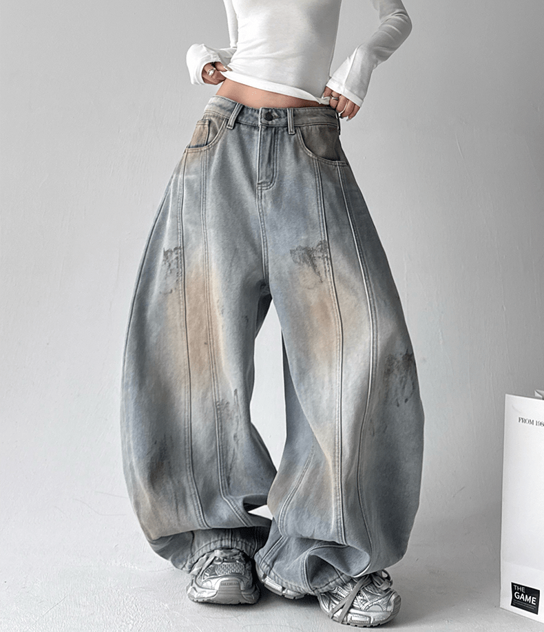 Deconstructed Wash Fleece - Lined Wide - Leg Jeans - COPPING THREADS - CT Select