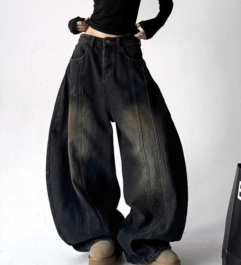 Deconstructed Wash Fleece - Lined Wide - Leg Jeans - COPPING THREADS - CT Select