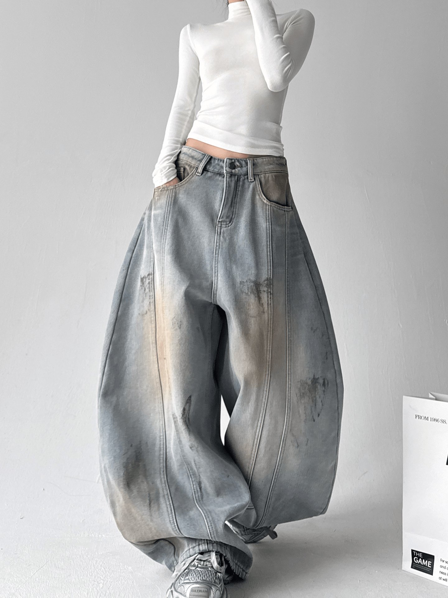 Deconstructed Wash Fleece - Lined Wide - Leg Jeans - COPPING THREADS - CT Select