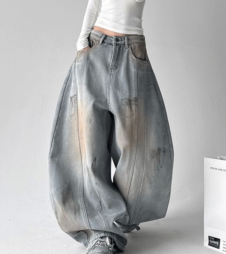 Deconstructed Wash Fleece - Lined Wide - Leg Jeans - COPPING THREADS - CT Select