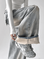 Deconstructed Wash Fleece - Lined Wide - Leg Jeans - COPPING THREADS - CT Select