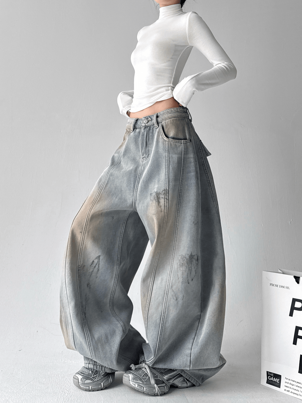 Deconstructed Wash Fleece - Lined Wide - Leg Jeans - COPPING THREADS - CT Select