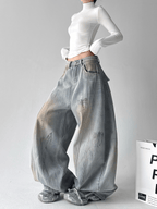 Deconstructed Wash Fleece - Lined Wide - Leg Jeans - COPPING THREADS - CT Select