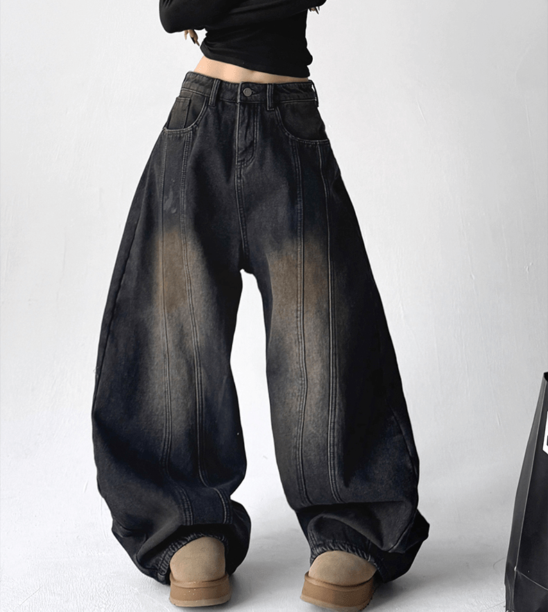 Deconstructed Wash Fleece - Lined Wide - Leg Jeans - COPPING THREADS - CT Select