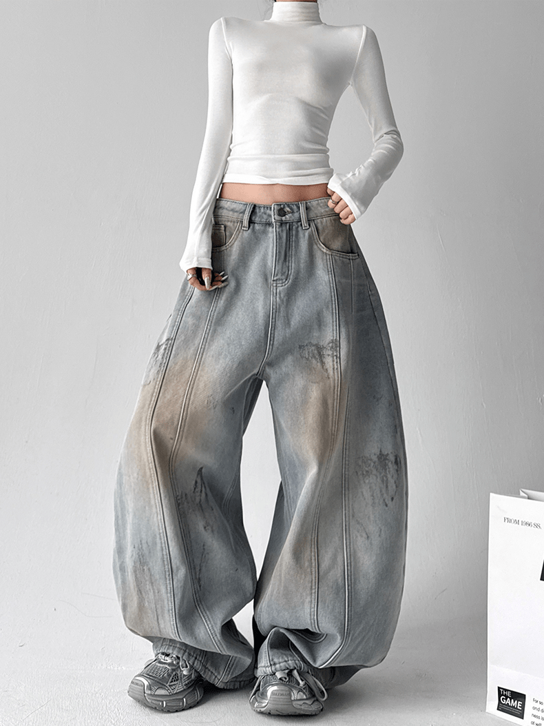 Deconstructed Wash Fleece - Lined Wide - Leg Jeans - COPPING THREADS - CT Select