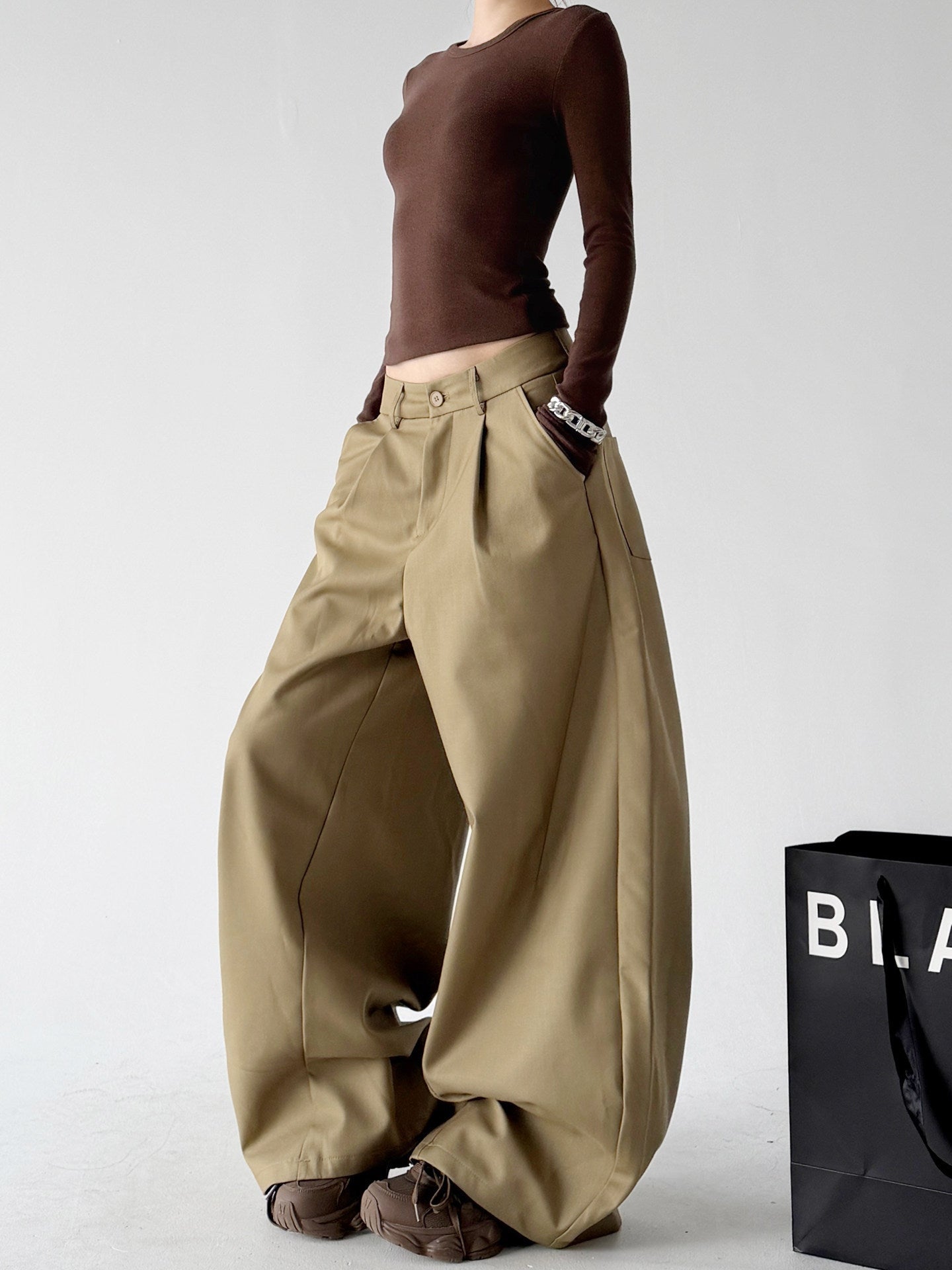 Deep-Pleat Tailored Wide-Leg Pants - CT778 Zweitbild