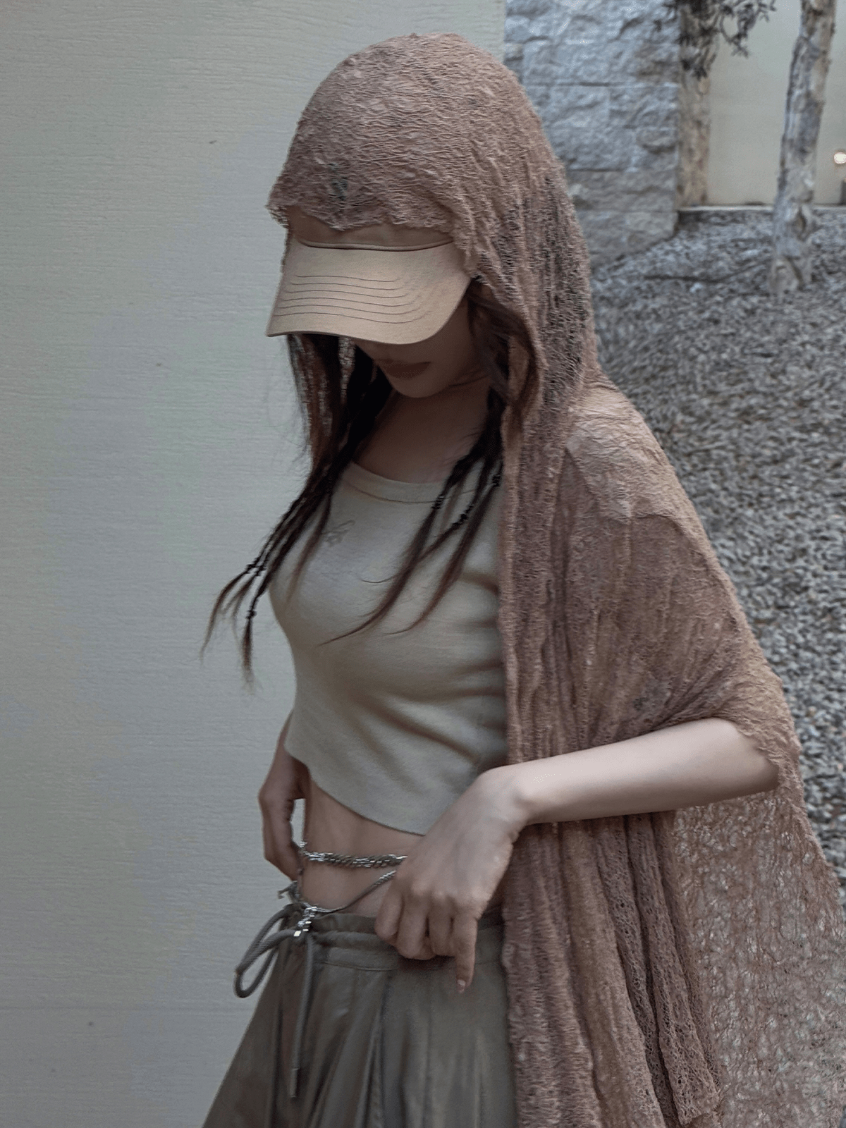 "Desert Nomad" Cropped U - Neck Tee & Wrinkle Texture Parachute Pants Set - COPPING THREADS - LulusMiracle