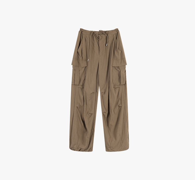 "Desert Nomad" Cropped U - Neck Tee & Wrinkle Texture Parachute Pants Set - COPPING THREADS - LulusMiracle