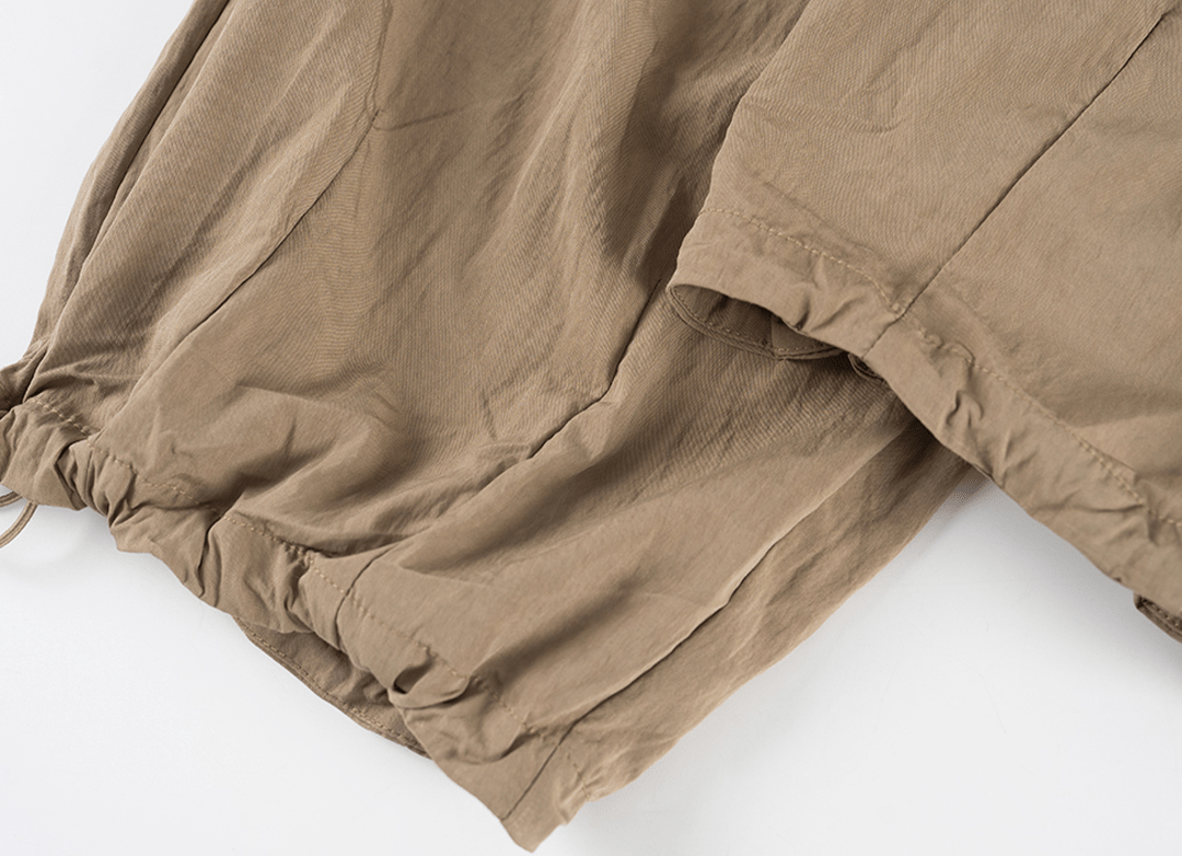 "Desert Nomad" Cropped U - Neck Tee & Wrinkle Texture Parachute Pants Set - COPPING THREADS - LulusMiracle