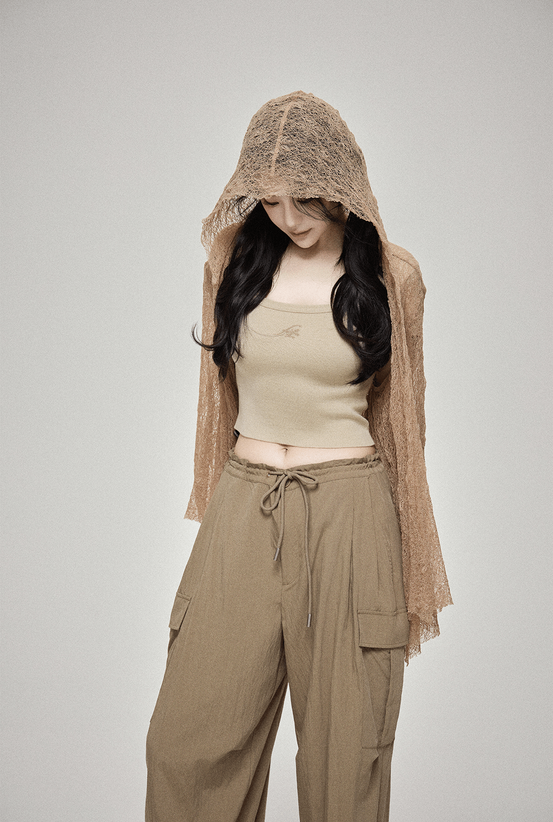 "Desert Nomad" Cropped U - Neck Tee & Wrinkle Texture Parachute Pants Set - COPPING THREADS - LulusMiracle