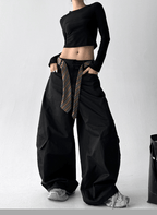 Detachable Belt High Waist Wide - Leg Cargo Pants - COPPING THREADS - CT Select