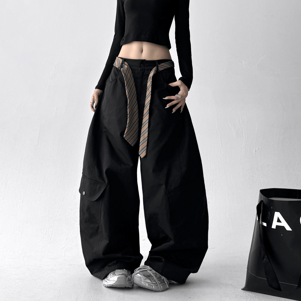 Detachable Belt High Waist Wide - Leg Cargo Pants - COPPING THREADS - CT Select