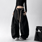 Detachable Belt High Waist Wide - Leg Cargo Pants - COPPING THREADS - CT Select