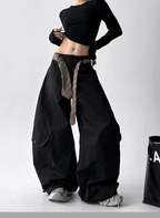 Detachable Belt High Waist Wide - Leg Cargo Pants - COPPING THREADS - CT Select