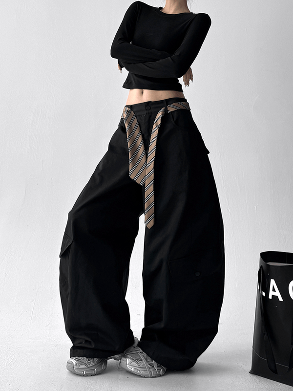 Detachable Belt High Waist Wide - Leg Cargo Pants - COPPING THREADS - CT Select