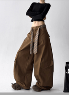 Detachable Belt High Waist Wide - Leg Cargo Pants - COPPING THREADS - CT Select