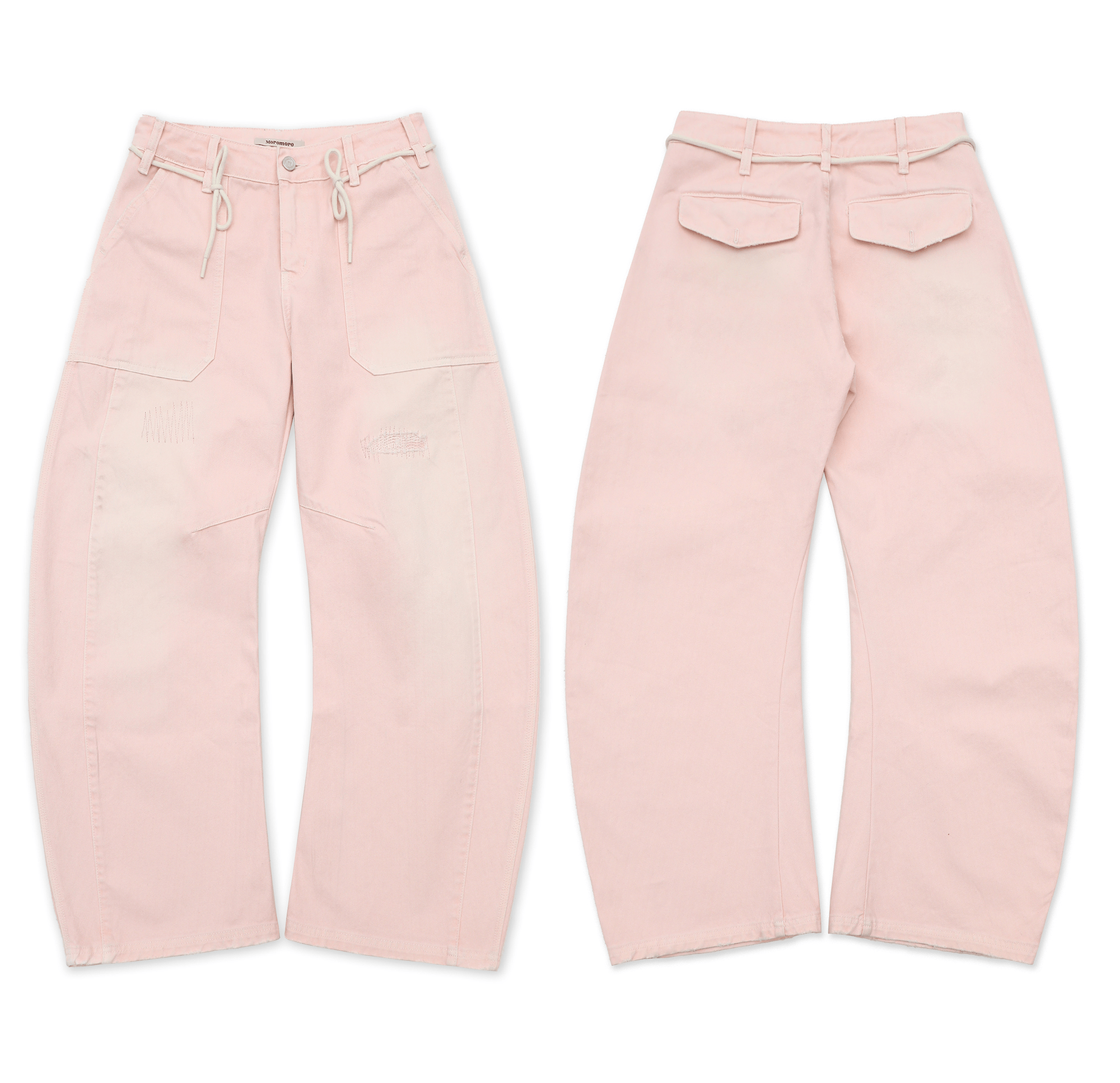 Detachable Drawstring Peach Pink Wide - Leg Pants - COPPING THREADS - MOROMORO
