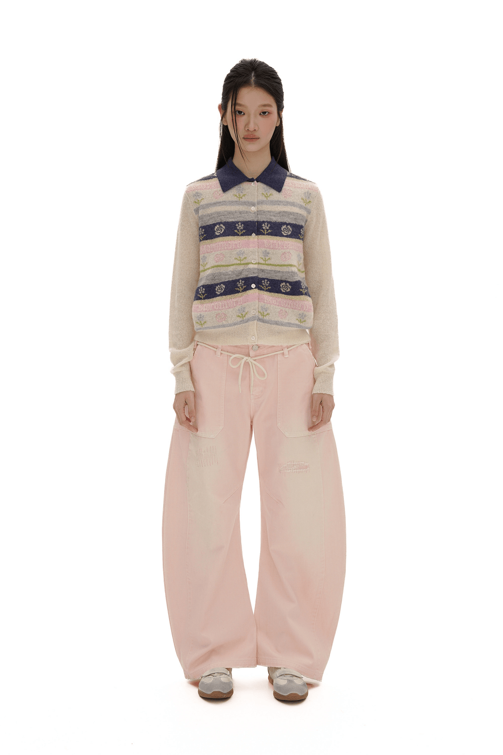 Detachable Drawstring Peach Pink Wide - Leg Pants - COPPING THREADS - MOROMORO