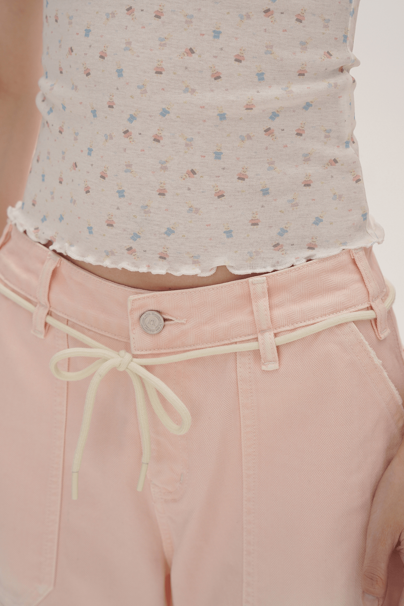 Detachable Drawstring Peach Pink Wide - Leg Pants - COPPING THREADS - MOROMORO