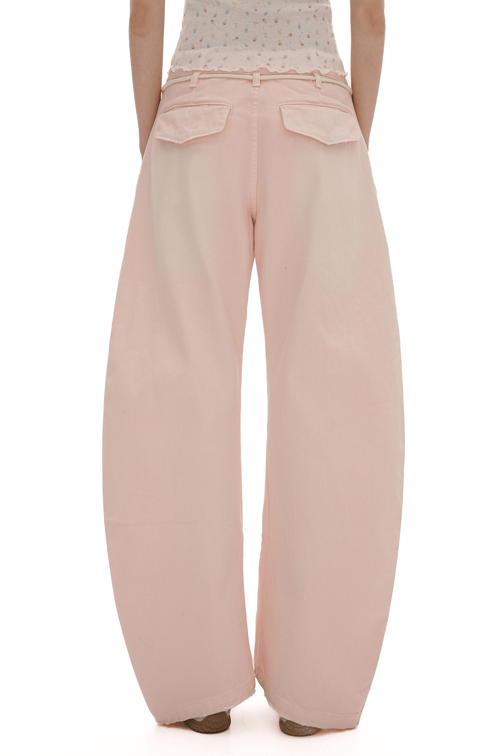 Detachable Drawstring Peach Pink Wide - Leg Pants - COPPING THREADS - MOROMORO