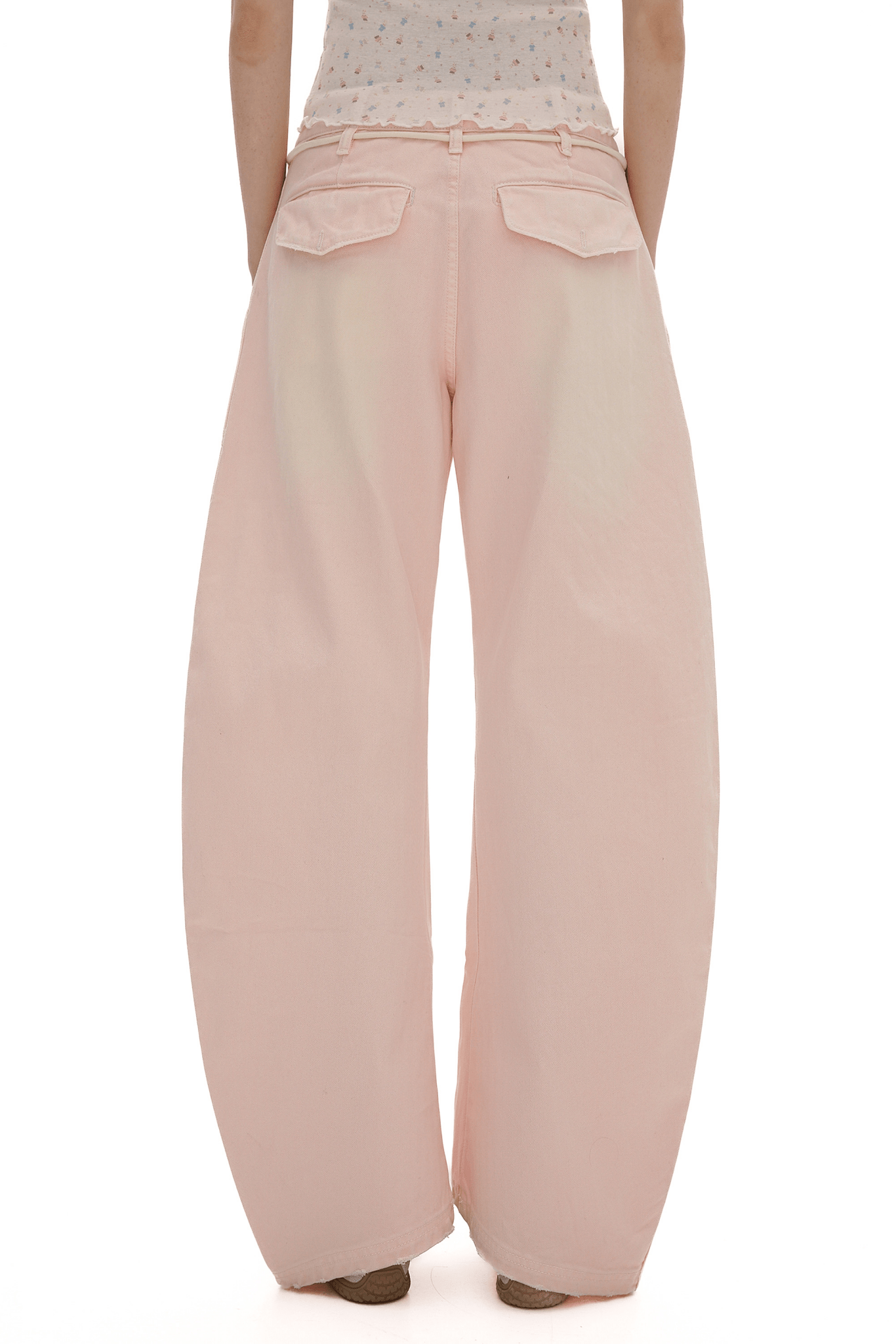 Detachable Drawstring Peach Pink Wide - Leg Pants - COPPING THREADS - MOROMORO