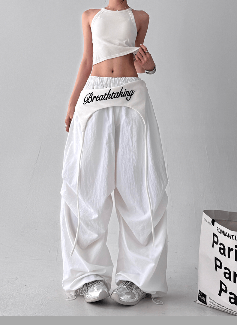 Detachable Flap Embroidered Parachute Pants - COPPING THREADS - CT Select