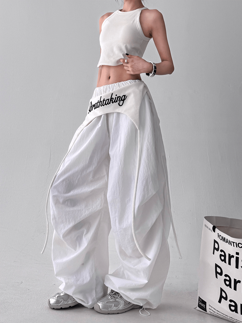 Detachable Flap Embroidered Parachute Pants - COPPING THREADS - CT Select