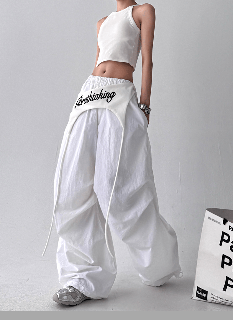Detachable Flap Embroidered Parachute Pants - COPPING THREADS - CT Select