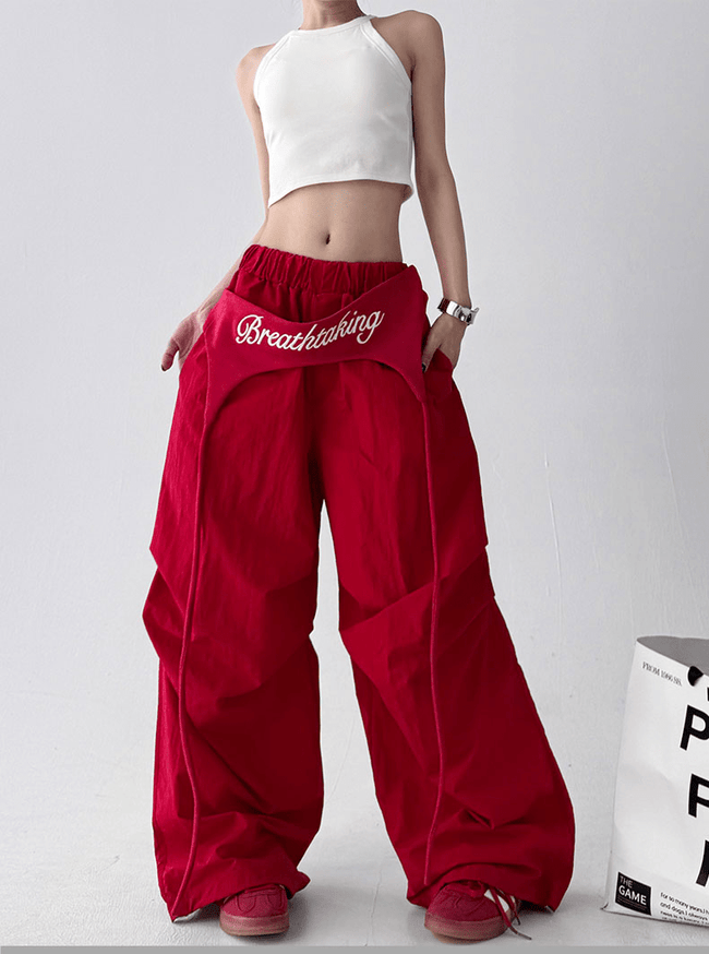 Detachable Flap Embroidered Parachute Pants - COPPING THREADS - CT Select Hover Image