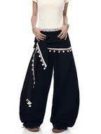 Detachable Lace Sarong Layered Wide - Leg Sweatpants - COPPING THREADS - CT Select