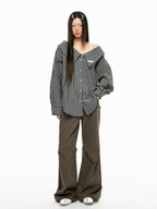 Detachable Off - Shoulder Striped Shirt - COPPING THREADS - Jikoo