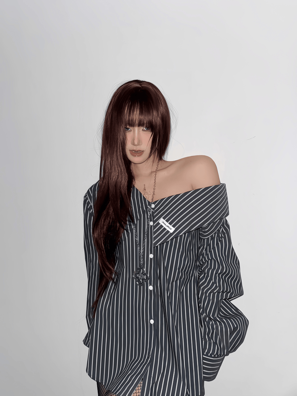 Detachable Off - Shoulder Striped Shirt - COPPING THREADS - Jikoo